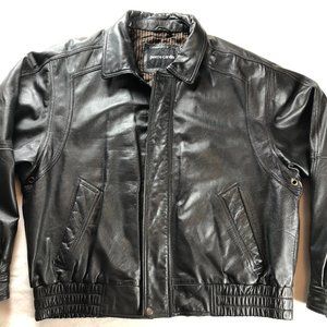 Vintage Pierre Cardin 90's Black Leather Jacket - Men's Large - Bomber Style